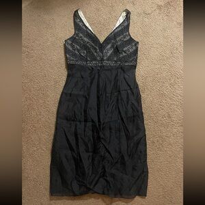 Ann Taylor Black Silk Beaded Sleeveless Lined Black Cocktail Dress ~ Size 2